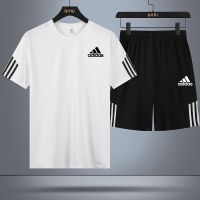 TOP☌✱﹍ พร้อมส่ง Adidas ชุดกีฬา เสื้อยืดลําลอง แขนสั้น กางเกงขาสั้น ทรงหลวม สําหรับผู้ชาย เหมาะกับการวิ่ง ฟิตเนส