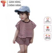 TANOSA Đồ bộ bé gái cộc tay kẻ ngang