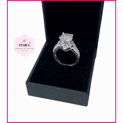 [COD] ciara Women แหวนเงินประดับดอกไม้และ CZ Rhinestone คุณภาพสูง-หรูหรา