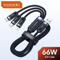 สาย USB 3 In 1 Toocki 66W สำหรับ14 13 12 Pro 6A ชนิดไมโคร USB สายเคเบิ้ล Type C สำหรับ Huawei ชนิดสายดาต้า Poco Samsung