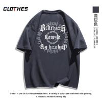 ☑☜™ เสื้อยืดแขนสั้นผ้าฝ้ายหนัก 260 กรัมสำหรับผู้ชายและผู้หญิง ins American retro creative letter ฤดูร้อนใหม่ street top