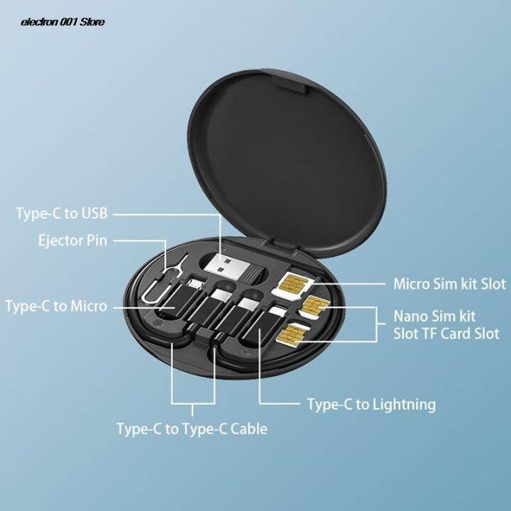 hot-ruxmmmlhj-566-5-in-1-60วัตต์สายเคเบิลข้อมูลสายชาร์จกล่องเก็บของที่จับโทรศัพท์มือถือกล่องเก็บของกับดึงหมุดปักการ์ดข้อมูลสาย