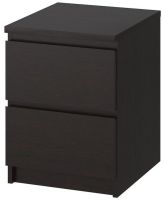 MALM Chest of 2 drawers, black-brown, 40x55 cm (มาล์ม ตู้ 2 ลิ้นชัก, น้ำตาลดำ, 40x55 ซม.)