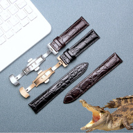 DA XỊN Dây da đồng hồ da cá sấu cao cấp 2 mặt vân cá sấu kèm khóa bướm thumbnail