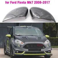 Cubierta De Espejo Retrovisor ด้านข้างเนโกรสดใส De Fibra De Carbono Para Ford Fiesta 7 VII MK7 2011 2012 2013 2014ที่คลุม2017 2016