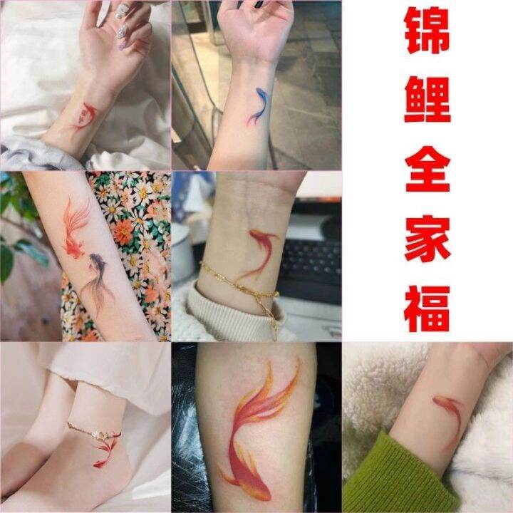 tattoo-stickers-waterproof-men-and-women-long-lasting-simulation-tattoo-sexy-collarbone-blue-koi-small-fish-stickers-ins-wind-wrist