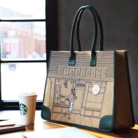 ขายดี Starbucks กระเป๋าถือ กระเป๋าสะพายไหล่ ผ้าแคนวาส ผ้าลินิน ความจุขนาดใหญ่ ลายตัวอักษร ครบรอบ 50 ปี 2021