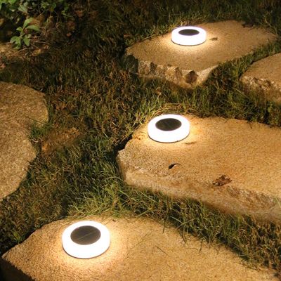 【LZ】✓✕✇  4 pçs luz solar à terra luz de disco solar enterrado lâmpada gramado caminho luzes à prova dwaterproof água ao ar livre luz solar para jardim caminho decoração