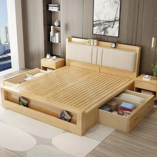 Bed Master Bedroom Double Simple And, Elevated Queen Bed Frame With Storage
