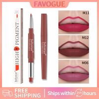 Favourogue ดินสอเขียนขอบปาก2ชั้น12สีลิปสำหรับแต่งหน้าปากกาลิปสติกเนื้อแมทกันน้ำ