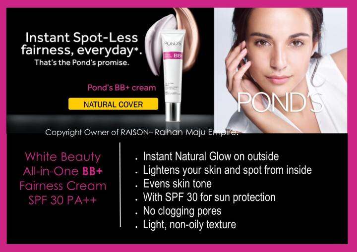 POND'S White Beauty All-in-One BB+ Fairness Cream SPF 30 PA++ Natural ...