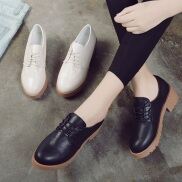 HCMTRỢ SHIP & RETRO Giày oxford nữ đế thô 4 phân S162 đế vuông chắc cột