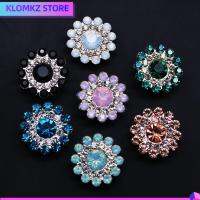 KLOMKZ 10PCS 14mm ตัดเย็บเสื้อผ้า รูปดอกไม้ ที่เป็นประกาย หินแก้วคริสตัล ตกแต่งเสื้อผ้า เครื่องประดับหมวก ปุ่ม Rhinestone