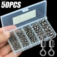 ◇ 50PCS/Lot Fishing Swivels Ball Bearing Swivel with Safety Snap Solid Rings Rolling Swivel for Carp Fishing Accessories