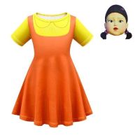 Children squid game 123Squid Game Baby Girls Costume Cute Dress Cosplay Halloween Korean Drama Robot Kids Clothes