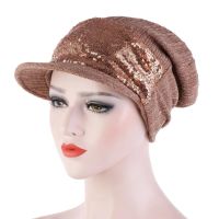 【YF】 Muslim Inner Hijab Turban Headwrap Pullover Cap Sequins Breathable Cotton Colorful Casual Set of Head