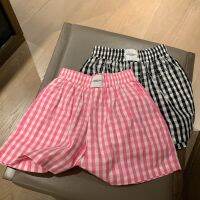 Alexander-Wang 2023 fashion classic small plaid rhinestone decorative elastic waist casual sports shorts sj