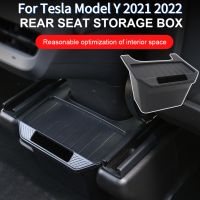 【LZ】№●✟  Para Tesla Modelo Y 2021-2023 Console Central Traseiro Caixa De Armazenamento TPE Caixa com Tampa Lixo Pode Sob Assento Acessórios Do Carro