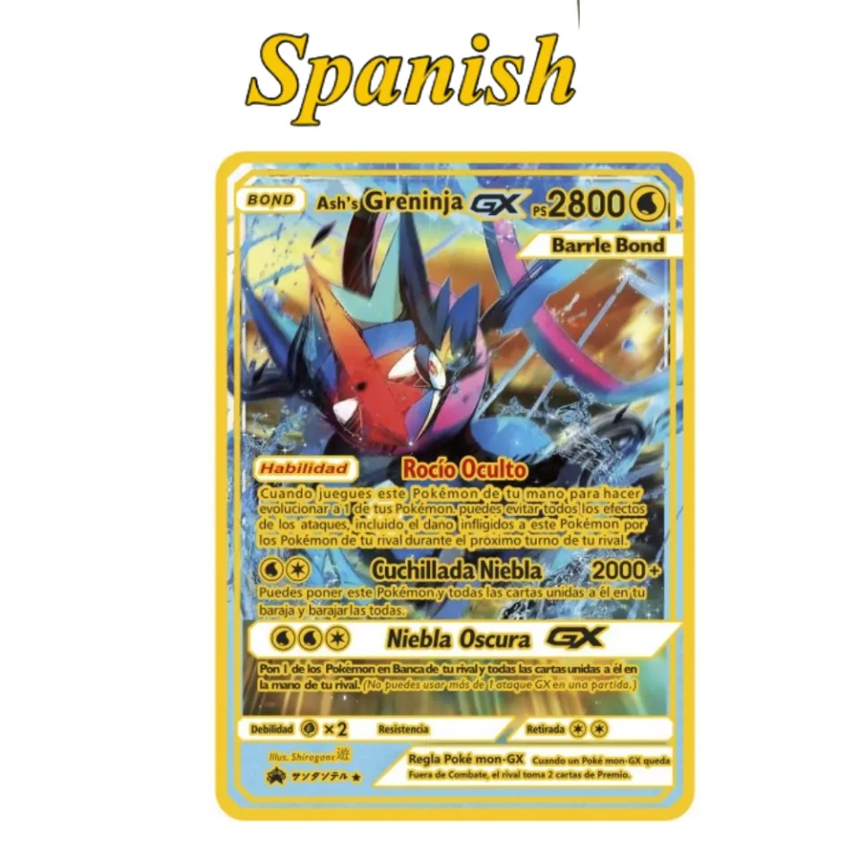 Spanish Pokémon Cards Metal Pokemon Letters Spanish Pokemon Iron Cards  Mewtwo Pikachu Gx Charizard Vmax Cartas Pokémon Vmax - AliExpress