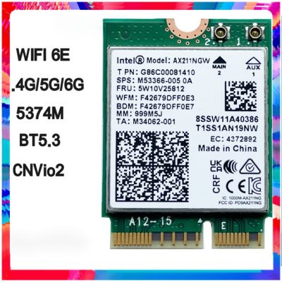 WiFi AX211NGW Tri Band 2.4G5G6Ghz เครือข่ายไร้สาย Wifi การ์ดอะแดปเตอร์สำหรับ BT 5.3 In AX211 M.2 KeyE CNVio2