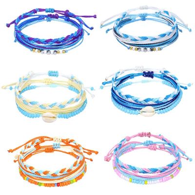 Colour Bracelet Set Charm Infinity Waves Wax Thread Woven Bracelets Women Yoga Bangles Bohemian String Wrist Jewelry Wall Stickers Decals