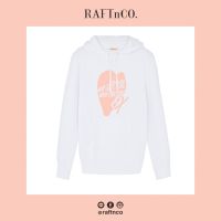 [RAFTnCO.] Raftly Hoodie เสื้อแขนยาวแบบมีฮู้ดสกรีนลาย - สีขาว/White