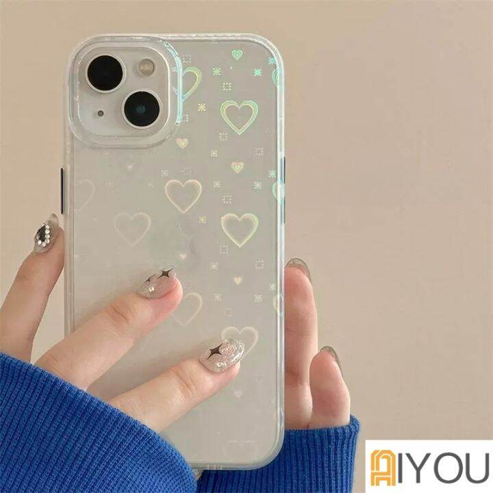 เคสโทรศัพท์มือถือ-แบบใส-ไล่โทนสี-ลายหัวใจ-สําหรับ-14-13-12-x-xs-xr-7-8-se-2020