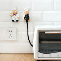 Strong Storage Rack Hook Creative Cartoon Chef Wall Decor Plug Holder Electric Wire Plug Hooks Holder Kitchen DIY Accessories