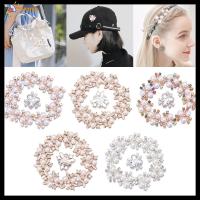 FANNIE 10PCS งานฝีมือ DIY คริสตัล รูปดอกไม้ ปุ่ม Rhinestone คลิปหนีบหมวก กระดุมมุก กิ๊บติดผมไข่มุก