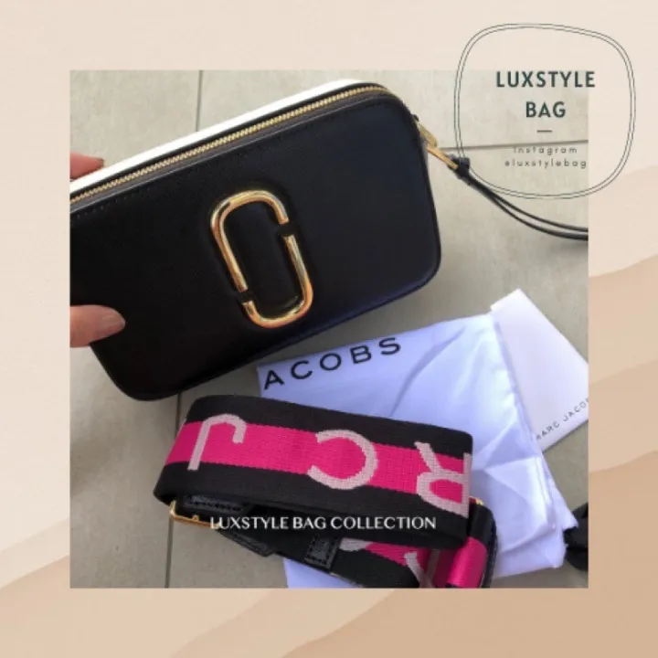 Authentic Original Marc Jacobs Snapshot Crossbody Bag Black Pink