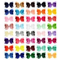 4 inch 10cm Boutique Handmade Colorful Solid Ribbon Grosgrain Hair Bow With Clips For Kids Girls Hair Accessories Hair Accessories