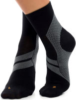 ZaTech Seamless Plantar Fasciitis Socks, Ankle Compression &amp; Arch Support Socks Black/Gray Medium