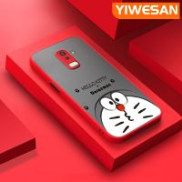 YIWESAN ปลอกสำหรับ Samsung Galaxy J8 2018 เคสกรณีการ์ตูนน่ารักโดราเอมอนกันกระแทกนุ่มบางปกหลัง Frosted ใสฮาร์ดแบบกล้องเต็มเลนส์ป้องกันกรณีโทรศัพท์มือถือปลอก