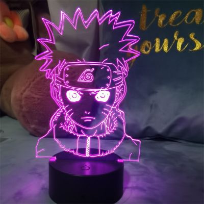 Anime Naruto LED Light Board Hand-Made Stitching Three Colors Small Night Lamp Childrens Birthday Gifts Ornaments Touch Lamp