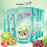 BeNice บีไนซ์ ครีมอาบน้ำ สูตรเพื่อผิวนุ่มกระชับ เขียว 400 มล. ถุงเติม x6 #124552