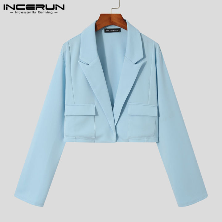 incerun-เสื้อแจ็กเก็ตผู้ชายแฟชั่นพาร์กา-เสื้อแจ็กเก็ตชอร์ตเสื้อโค้ทเอวลอยสไตล์ตะวันตก