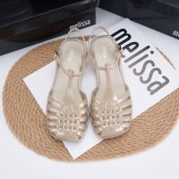 Brazil Melissa Sandals Womens Jelly Shoes Fashion Square Headed Woven Hollow Sandals Ladies Roman Beach Shoes