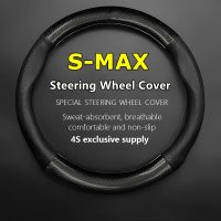 Non-slip Leather For Ford S-MAX Steering Wheel Cover Genuine Leather Carbon Fit SMAX 2011 2013 Vignale 2014 2015 ST Line 2018