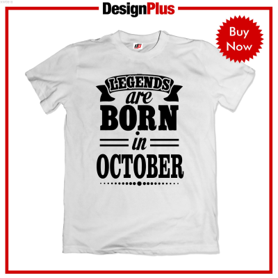 DesignPlus Legends Are (สต็อกเพียงพอ) Born 04 in October Statement T-Shirt Mens Shirt - tshirt birthday month printed graphic tee Mens t shirt shirts for men tshirts sale custom tshirt customized shirtคุณภาพสูง size:S-5XL