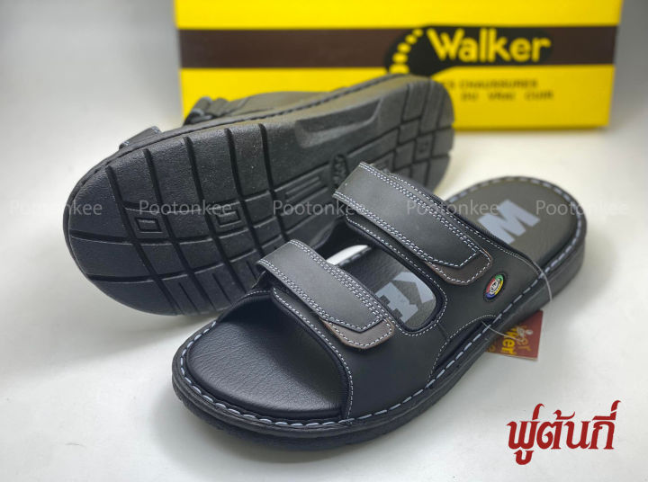 รองเท้า-walker-รุ่น-dk-196-รองเท้าแตะวอคเกอร์-รองเท้าหนังแท้-สีดำ-สีน้ำตาล-ของแท้