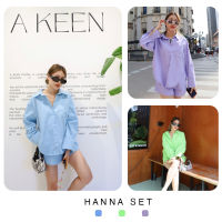 Dosimplething - Hanna Set - ชุดเซ็ทเชิ้ตผ้าคอตตอน กางเกงทรงเอวสูง เอวยางยืดหลัง มีซิปหน้า - ชุดเซ็ท 2 ชิ้นผญ