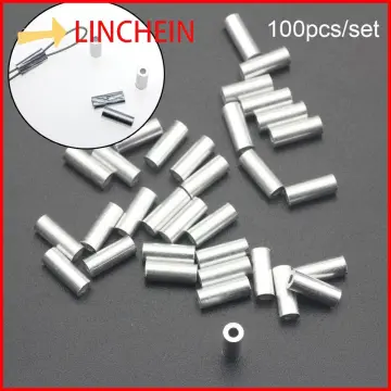 100pcs/lot Aluminum Fishing Wire Tube Line Crimping Sleeves Crimp Sleeve  Stainless Steel Hook connector Fishing