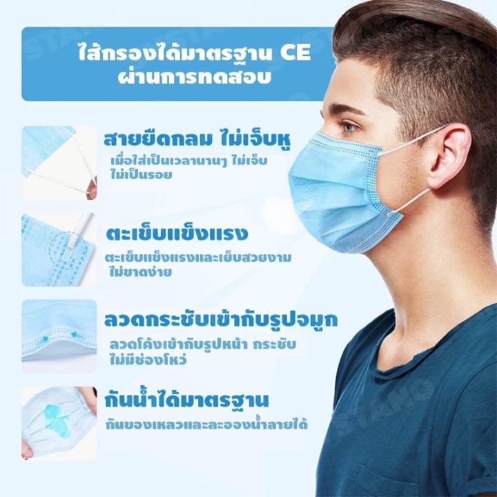 เเมส-ผ้าปิดปาก-ผ้าปิดจมูก-หน้ากากอนามัย-หนา3ชิ้น-50ชิ้น