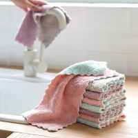 10Pcs Super Absorbent Microfiber Towels Double-layer Kitchen Dish Cloth Household Cleaner Wash Towels Kitchen Cleaning Tools Dish Cloth  Towels