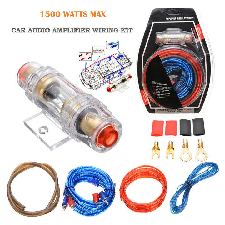 60 AMP Fuse Holder 10GA Power Cable Subwoofer Speaker Car Audio Wire Wiring Amplifier