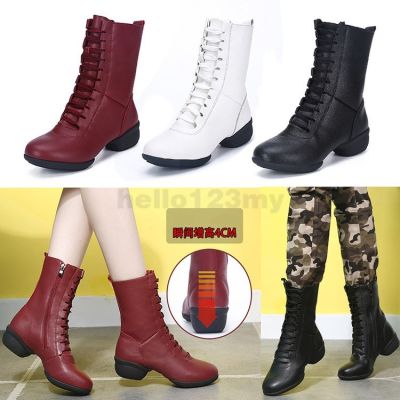 CODshengxi8 Plus Size 36-42 Women Boots Jazz Ladies Square Dance Boots Soft Bottom Zip Shoes 2121