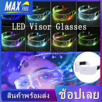 【Max-feel】 7 สี แว่นตาLED แว่นตาเรืองแสง แว่นตาปาร์ตี้ แว่นตาตาราง แว่นตามีไฟ แว่นตาไฟกระพริบ