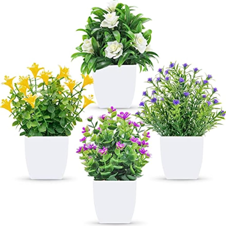 4 Packs Fake Plants Mini Artificial Faux Plants With Flowers For Home  Office Table Room Farmhouse Decor Indoor | Lazada.Vn