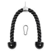 Heavy Duty Tricep Rope 27in Pull Down Fitness Cable Attachment Machine Coated Nylon Rope with Snap Hook