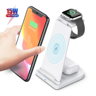 Upgraded 15W Qi Fast Wireless Charger Stand For iPhone 11 XR X Apple Watch Foldable Charging Dock Station for Airpods Pro iWatch